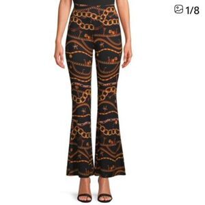 No Boundaries Black and Gold Patterned Flare Pants